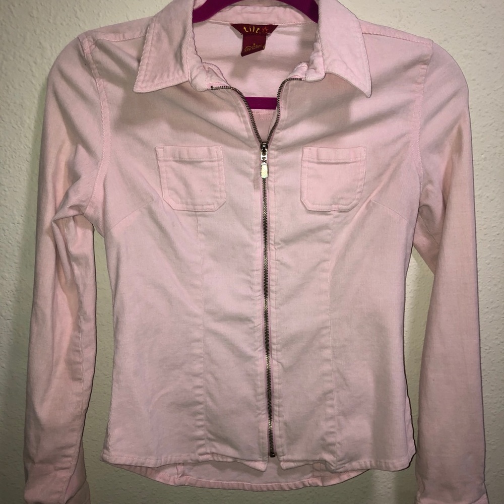 Light pink corduroy zip up